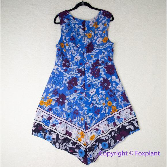 Adrianna Papell Women's Botanical Border Fit and Flare dress blue, plus size 16 - Picture 11 of 16